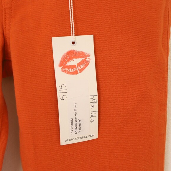 Wildfox Carmen Low Rise Skinny Jeans Size 26 Full Length Orange Valentine NEW B6 - Picture 6 of 6